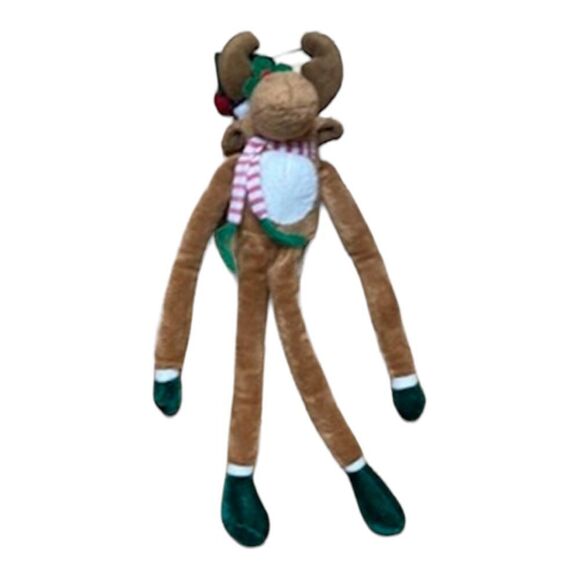 Vintage Christmas Holiday Long legged Moose Plush Stuffed Animal - Picture 1 of 6
